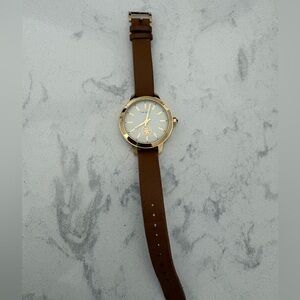 Tory Burch Gold and Brown Leather Watch